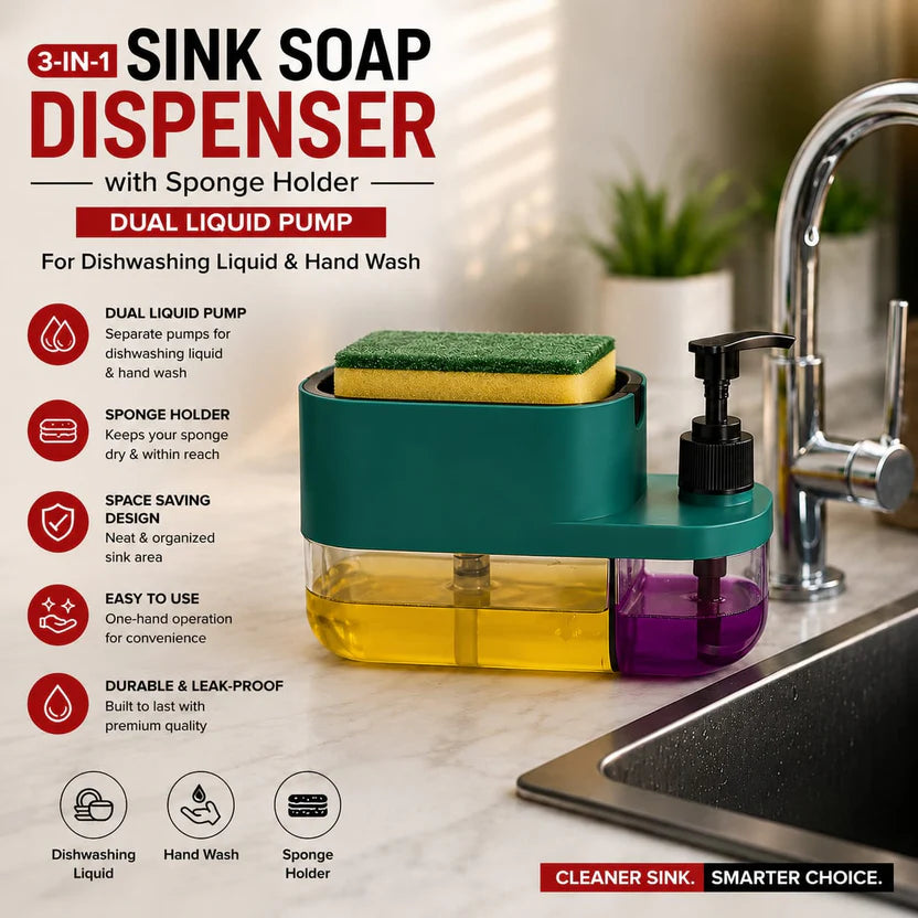 3-in-1 Soap Dispenser with Sponge Holder