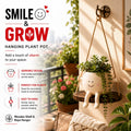 Cute Smiley Face Hanging Ceramic Planter - Swing Buddy for Balcony, Garden & Home Decor