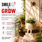 Cute Smiley Face Hanging Ceramic Planter - Swing Buddy for Balcony, Garden & Home Decor