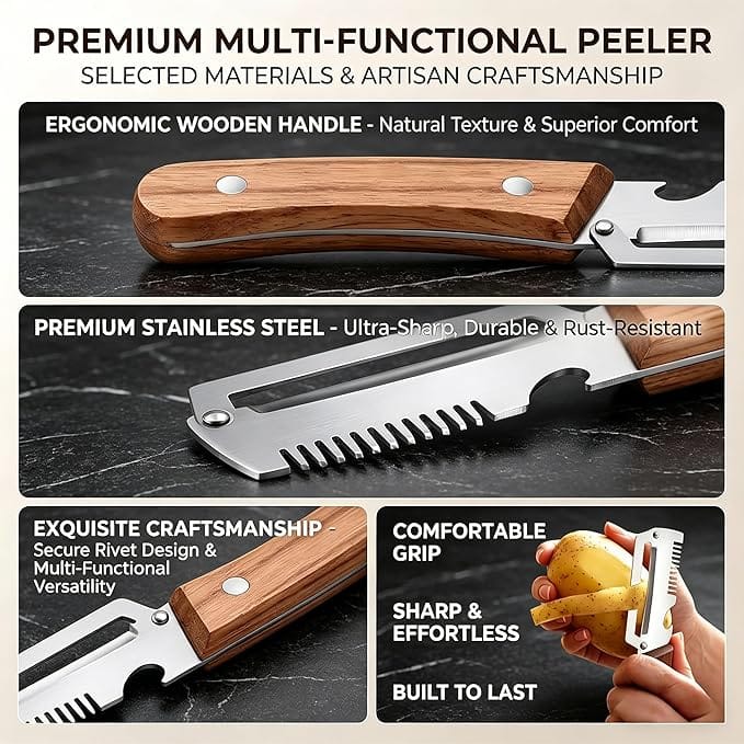 3-in-1 Vegetable Peeler, Slicer & Botle Opener
