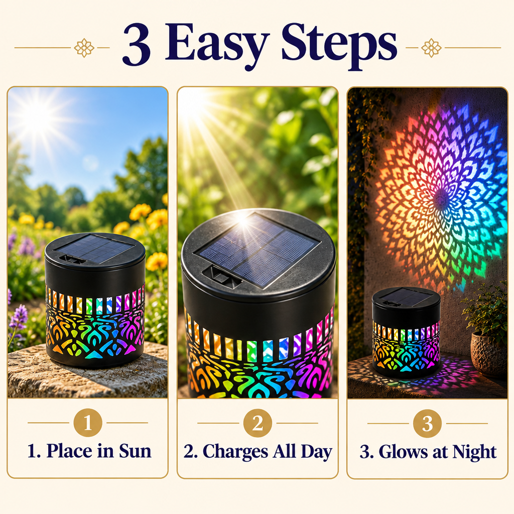 MandalaGlow™ - Solar Mandala Projector Light